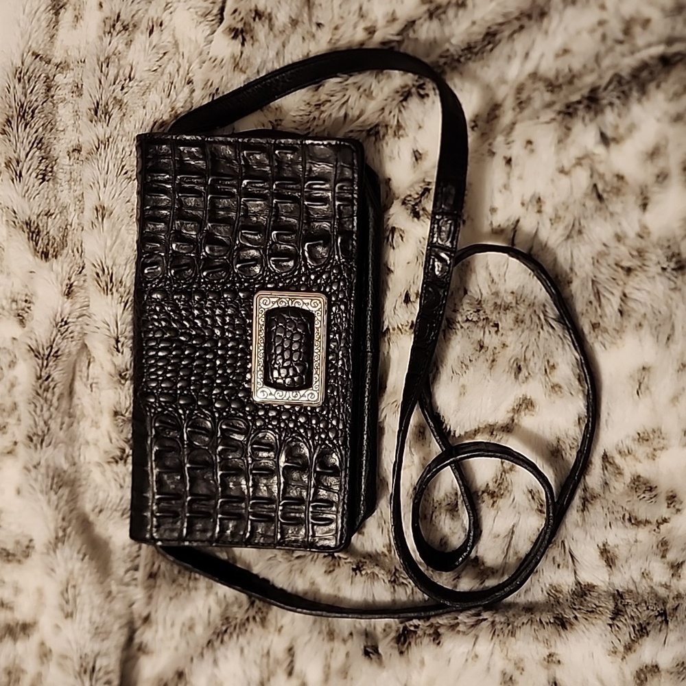 Brighton Gusseted Croco Embossed Crossbody